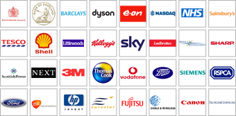 Gráfico que exibe os logotipos das empresas que utilizam produtos Galleon